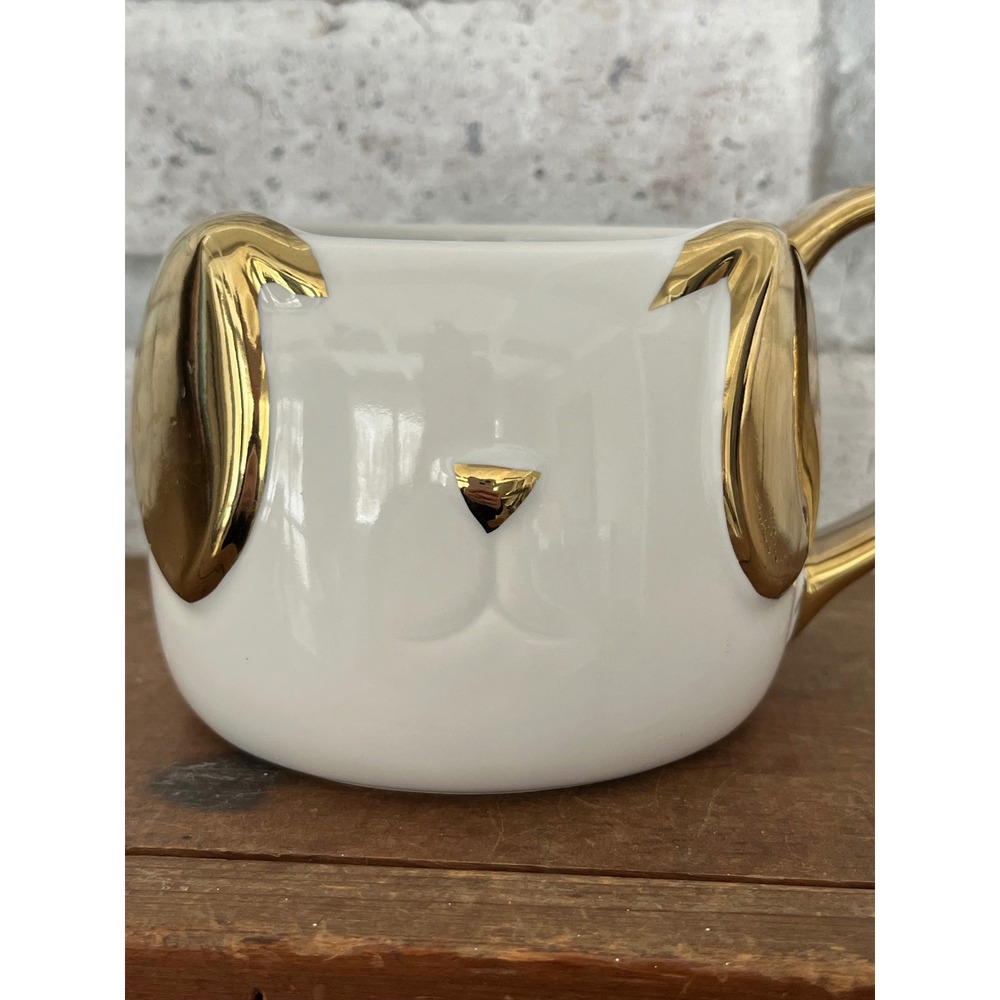 Puppy Dog Mug Gold & White Modern Expressions MUG‎ ONLY - Picture 2 of 7